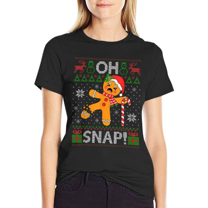 Gingerbread Man Oh Snap Christmas Cookie Funny Ugly Xmas  Rolled Sleeves T-Shirt