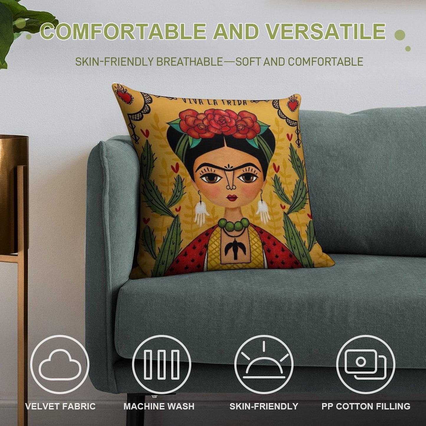 Frida Kahlo Illustration Soft Ultra-Soft Texture Throw Pillow