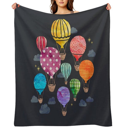 Hot Air Balloon Night Throw Blanket