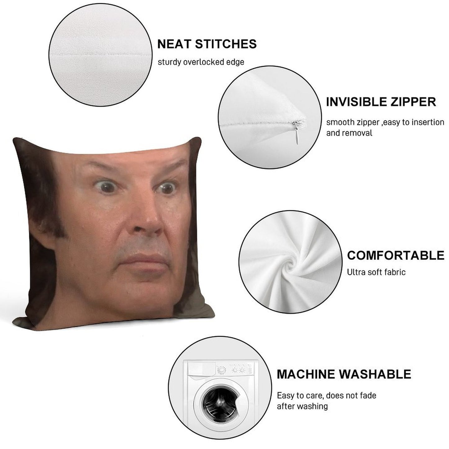 ASTONISHED BREEN - NEIL BREEN - Breen's Corrupt Merchandise - Funny Sticker Funny T-shirt Soft Easy Maintenance Throw Pillow