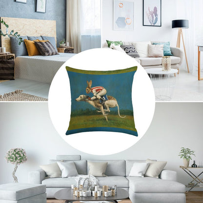 Whippet Racer Linen Throw Pillow Cover
