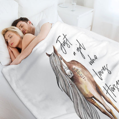Just A Girl Who Loves Horses - Horse Lover Design Throw Blanket