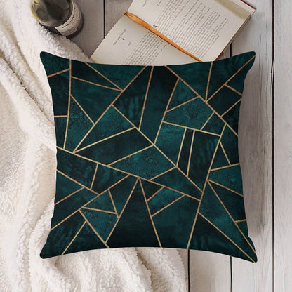 Deep Teal Stone Linen Throw Pillow Cover
