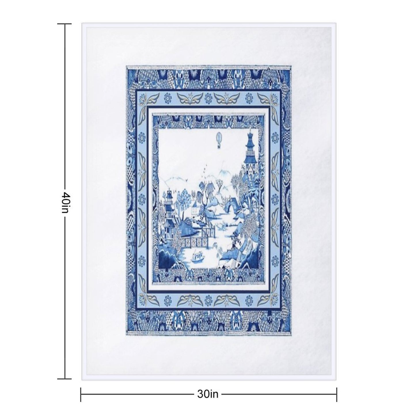 Blue Willow Double Frame Throw Blanket