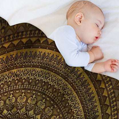 Lime Brown Mandala Throw Blanket