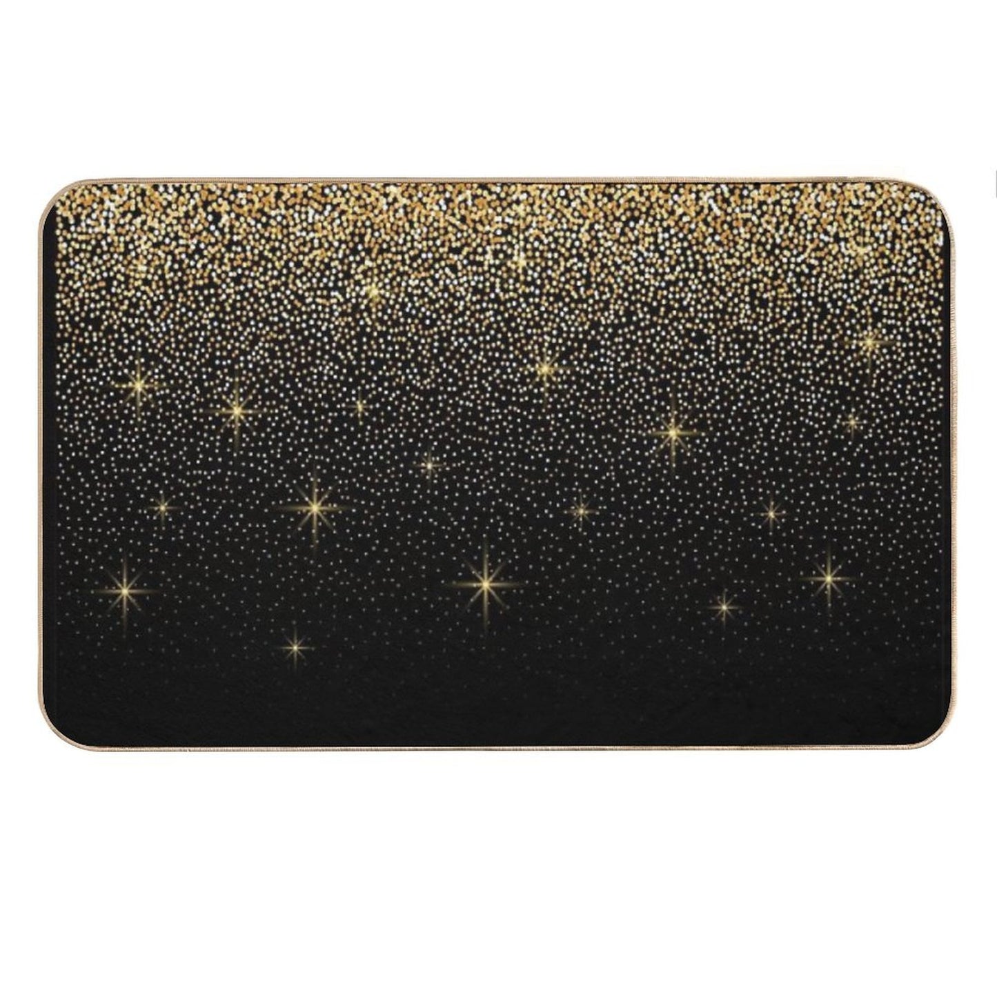 Black And Gold Glitter Pattern Bath Mat
