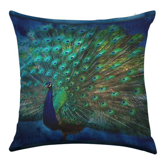 Being Yourself - Peacock Art Linen Throw Pillow Cover