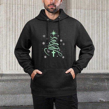 Jesus Tree Christian Christmas Faith Snowflakes Cross Machine Washable Hoodie