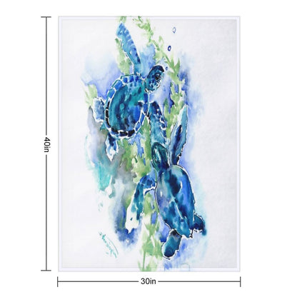 Sea Turtles Turquoise BLue Design Throw Blanket