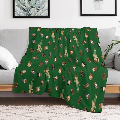 Wood Badge Patrol Critters - Baden-Powell Pattern - Green Throw Blanket