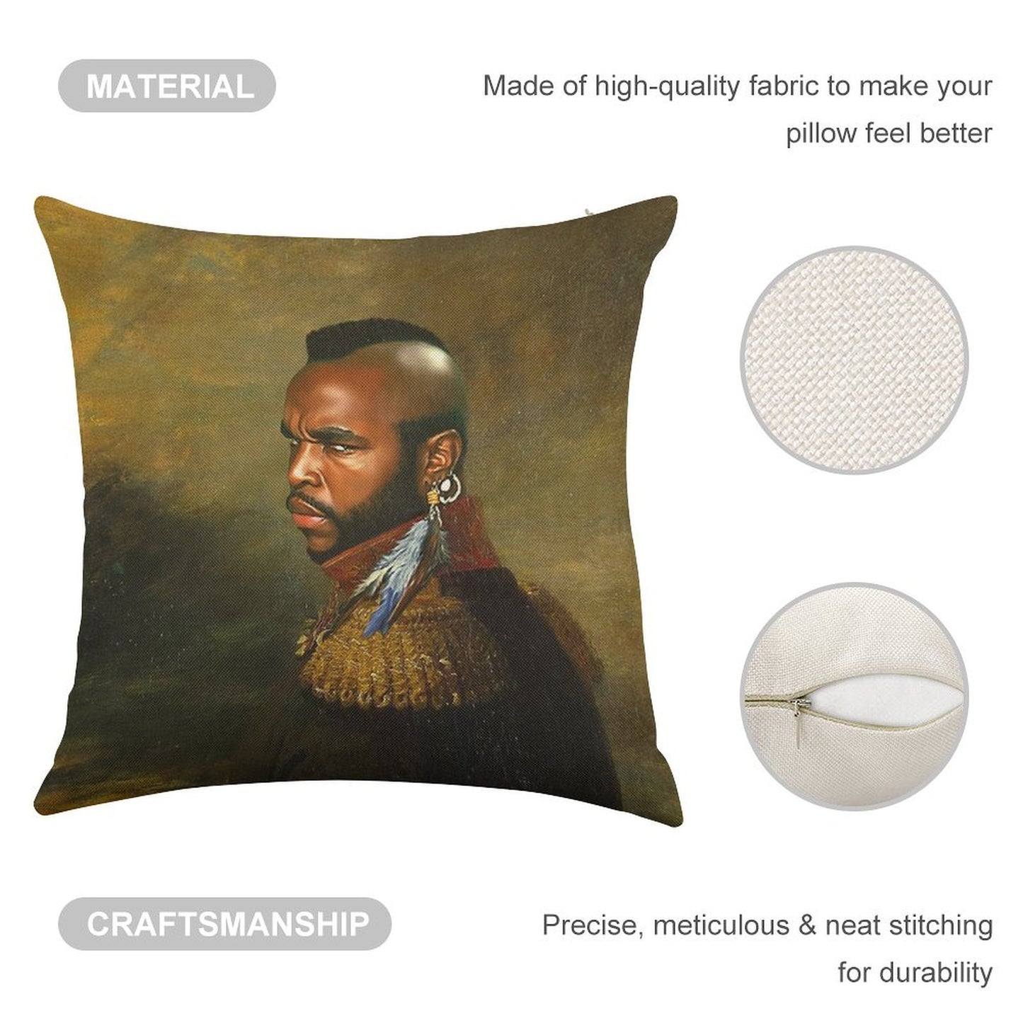 Mr. T - Replaceface Linen Throw Pillow Cover