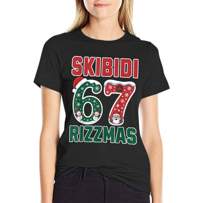 Rizz Christmas 67 Funny Xmas Gen Alpha Skibidi Rizzmas 67  Slim-fit Cut T-Shirt