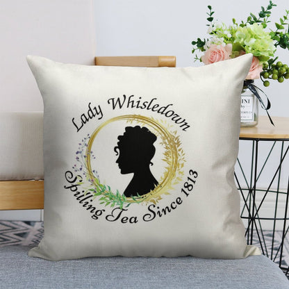 Lady Whisledown Society Paper Spilling The Tea Since 1813 Linen Throw Pillow Cover