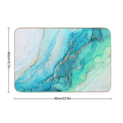 Turquoise Aqua Gold Ocean  Pet-Safe Bath Mat