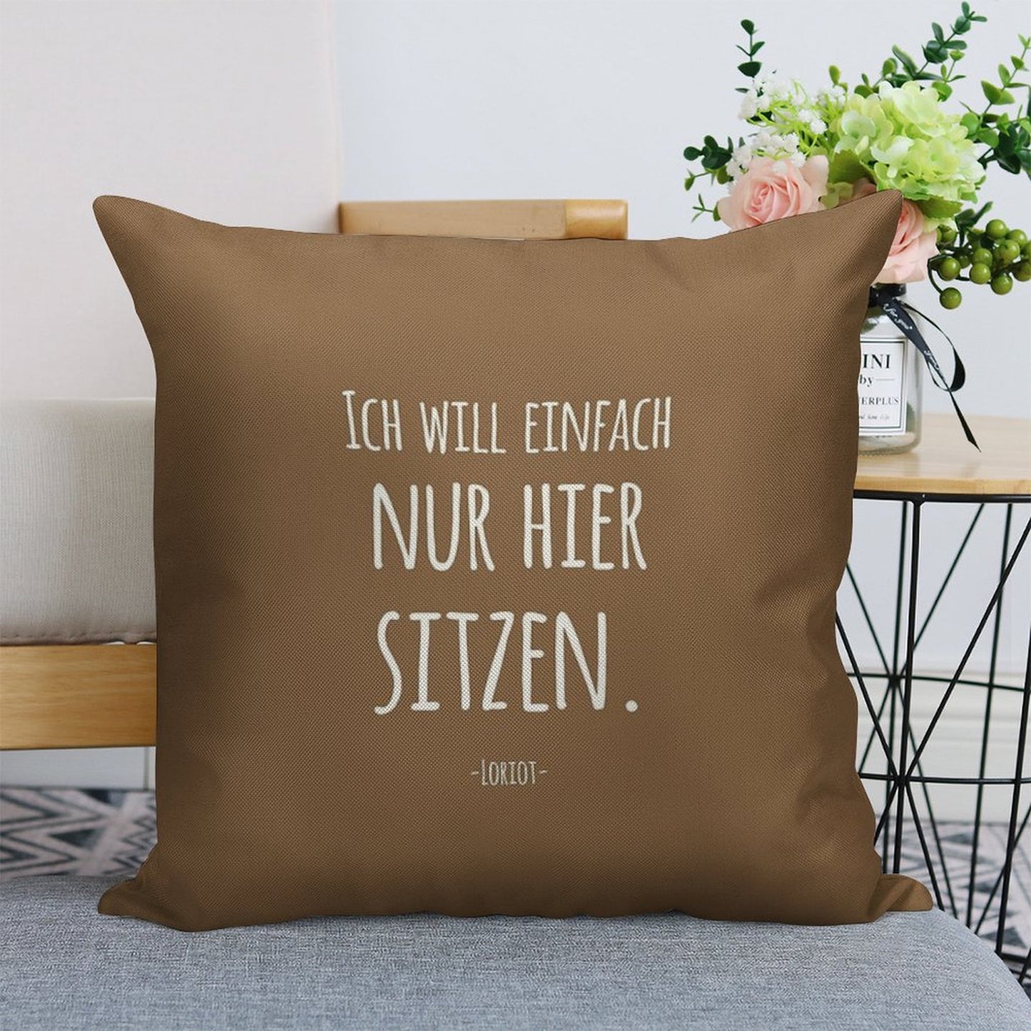 Sayings by Loriot Linen Throw Pillow Cover