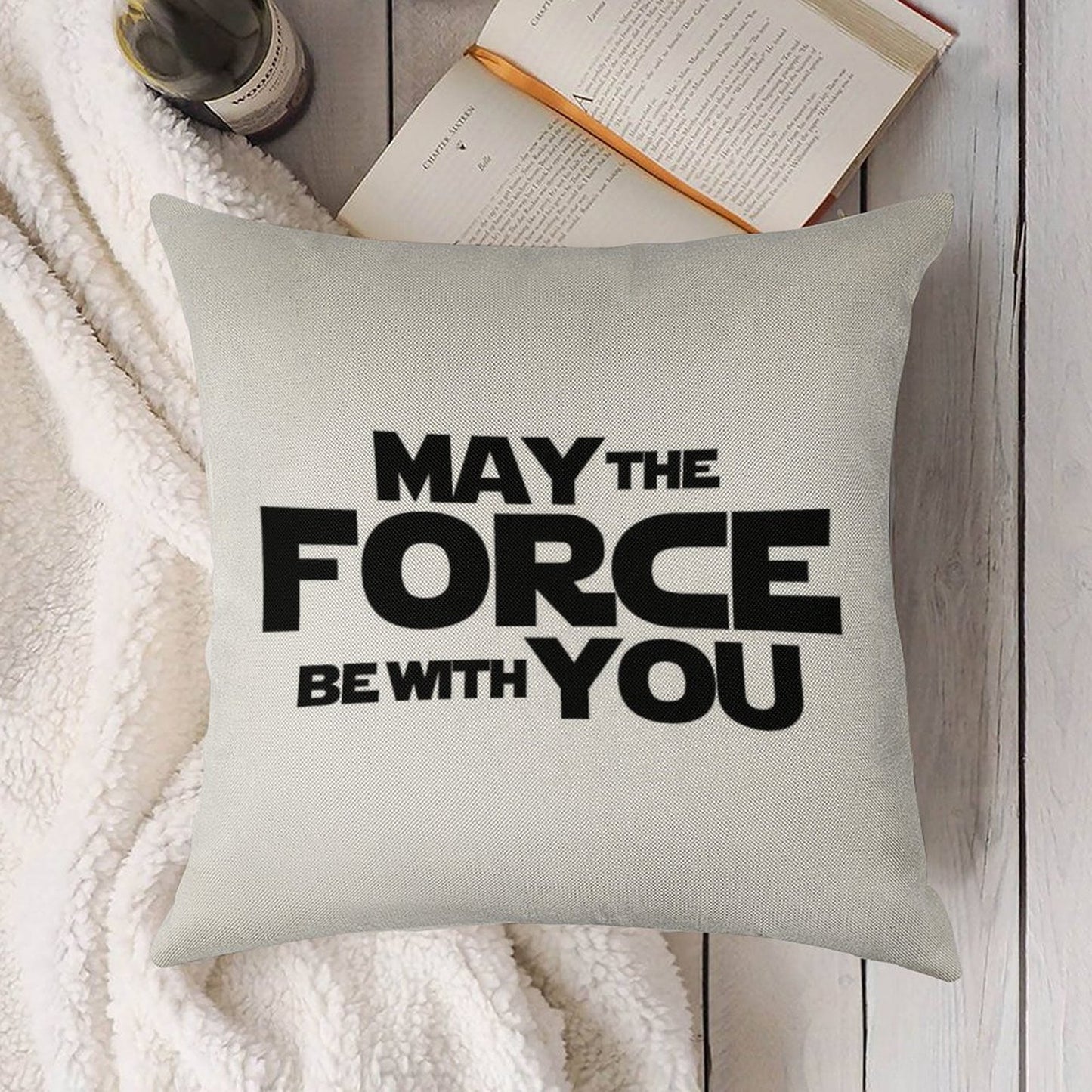 MAY THE FORCE BE WITH YOU GRAPHICS Linen Throw Pillow Cover