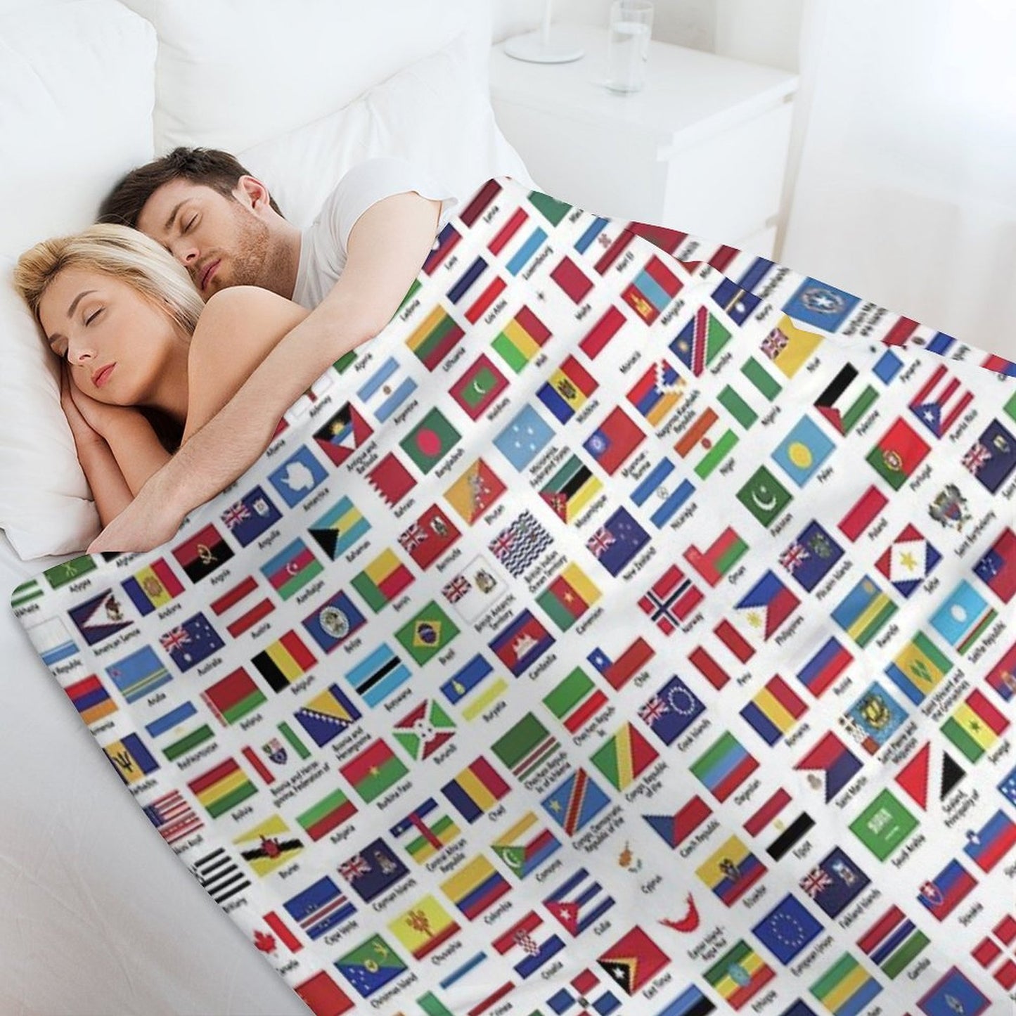 World Flags with Country Names Throw Blanket