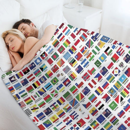 World Flags with Country Names Throw Blanket