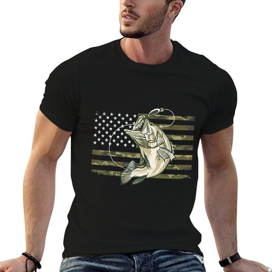 Fishing Camouflage US American Bass Fish Fisherman Camo  Affordable Price T-Shirt