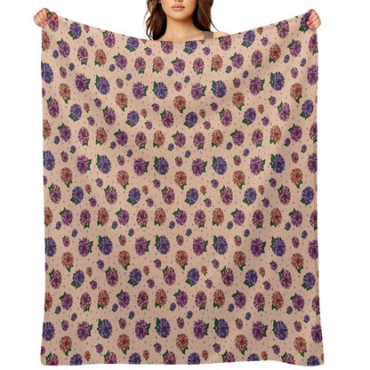 Dahlias Multicolored Peach Throw Blanket