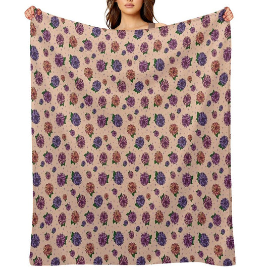 Dahlias Multicolored Peach Throw Blanket