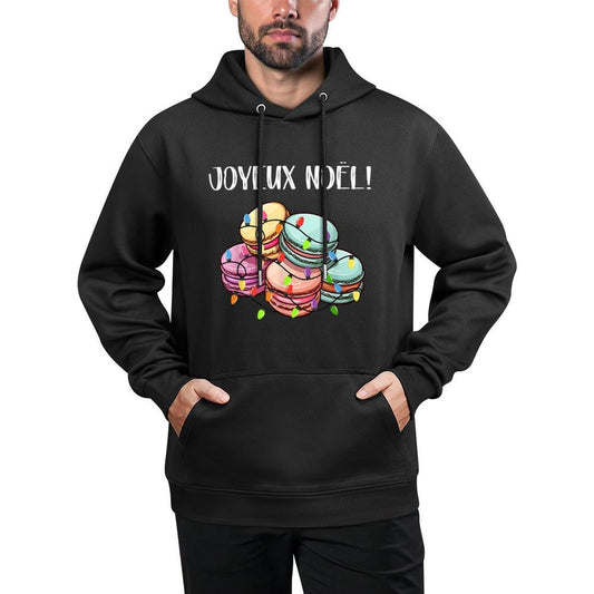 Merry Christmas in French  Macarons Joyeux Noel Cotton-Polyester Blend Hoodie