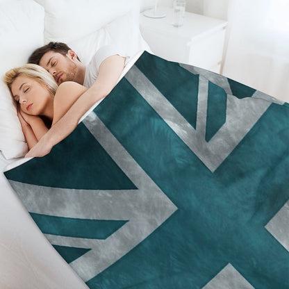 Teal Distressed Union Jack Throw Blanket