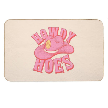 Howdy Hoes  Pink Cowboy Cowgirl Rodeo Hat Preppy Aesthetic  MEME HOWDY Y'ALL  White Background Bath Mat