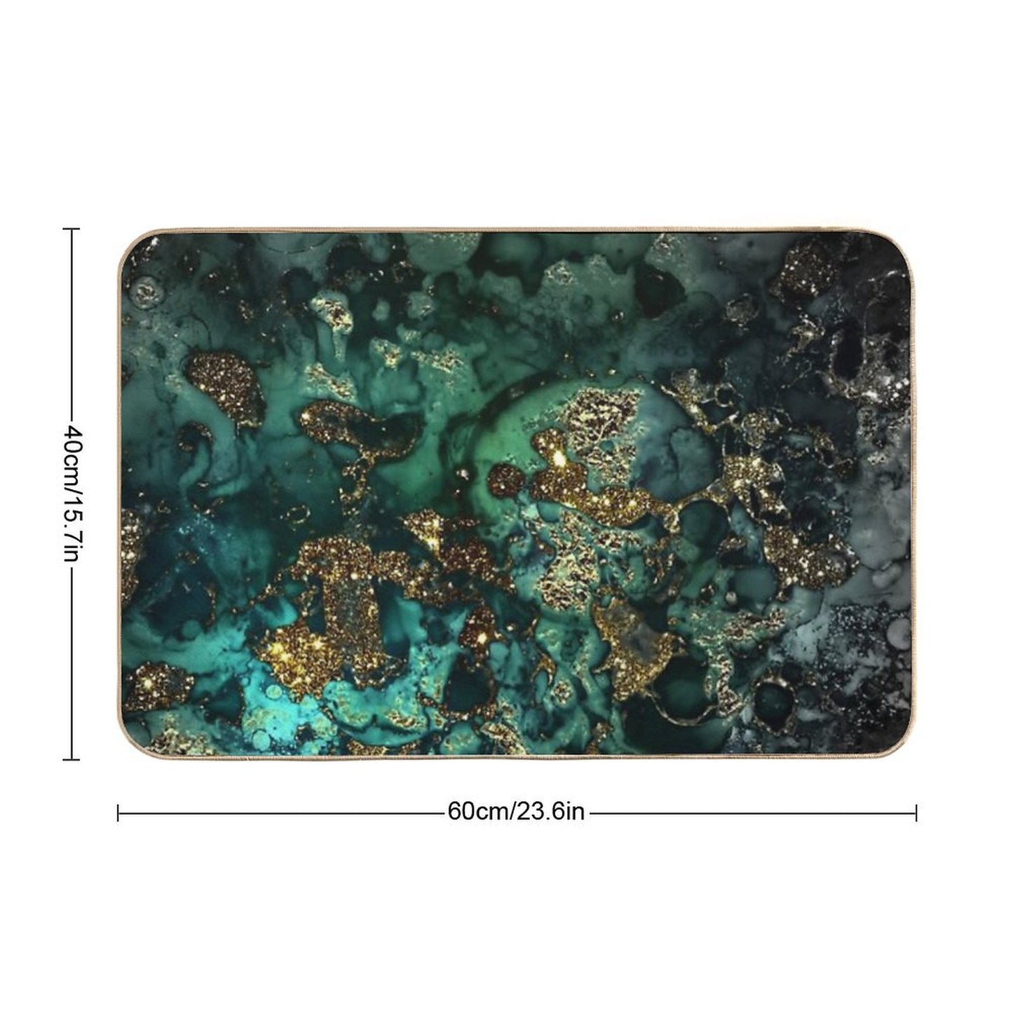 Gold Indigo Faux Malachite Marble Bath Mat