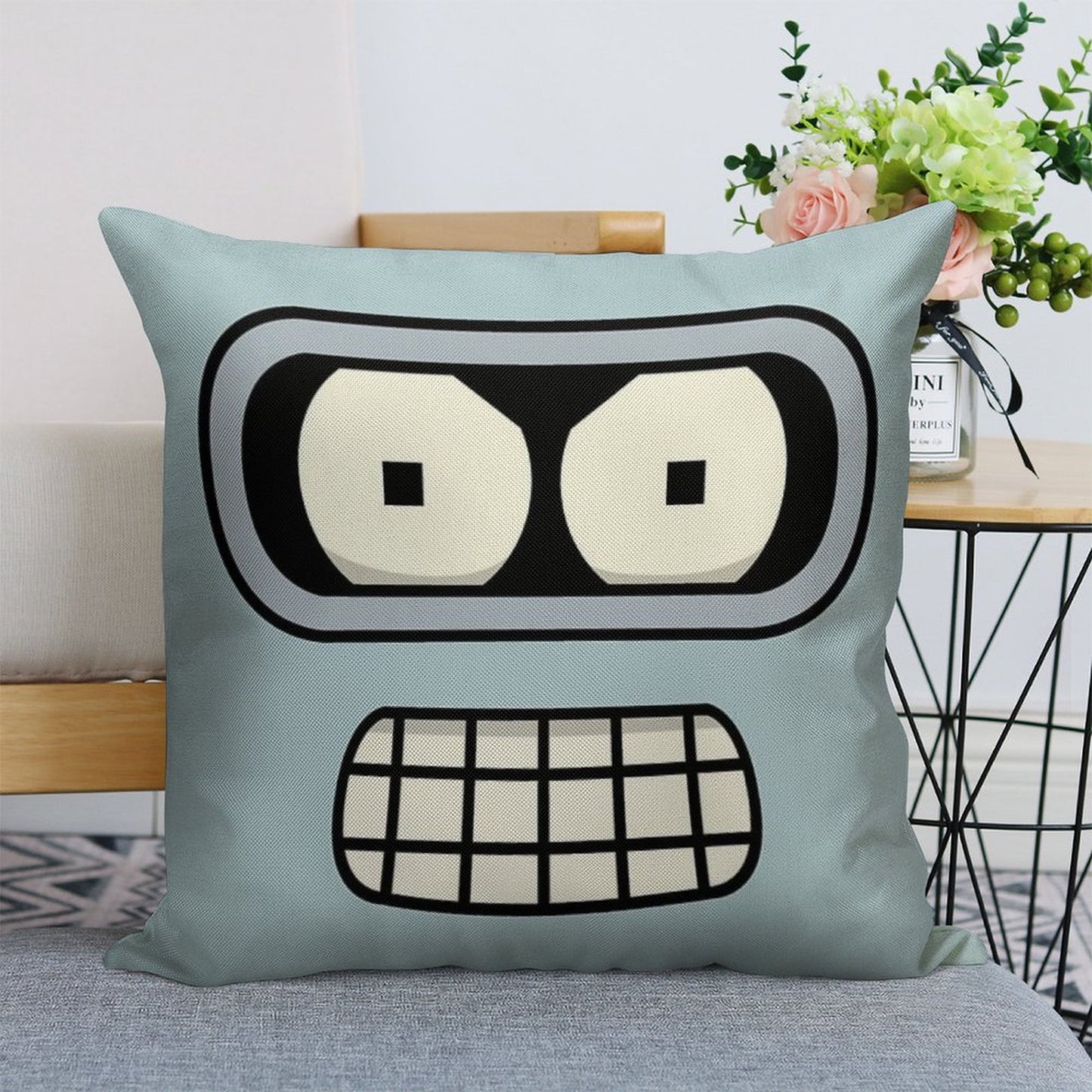 Bender's Face Linen Throw Pillow Cover