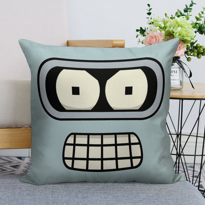 Bender's Face Linen Throw Pillow Cover