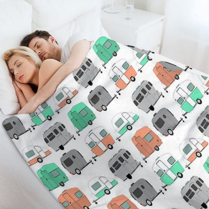 Vintage Caravan Pattern Throw Blanket