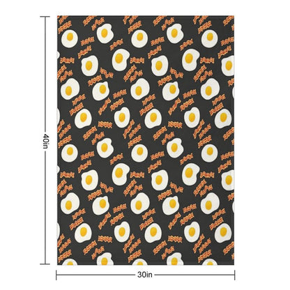 Breakfast With Bacon And Eggs Seamless Vector Pattern Dark Throw Blanket