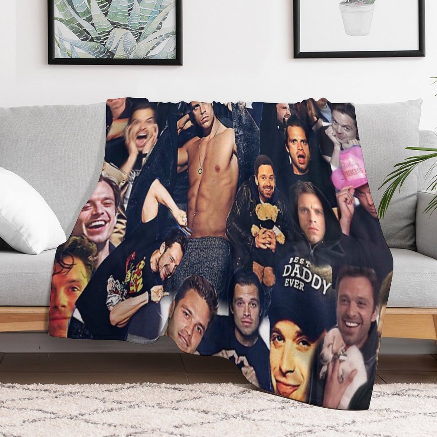 Sebastian Stan (collage Design) Throw Blanket