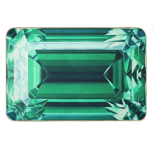 Colorful Gemstone Collection. Emerald Gem Hand-Painted Artwork Bath Mat