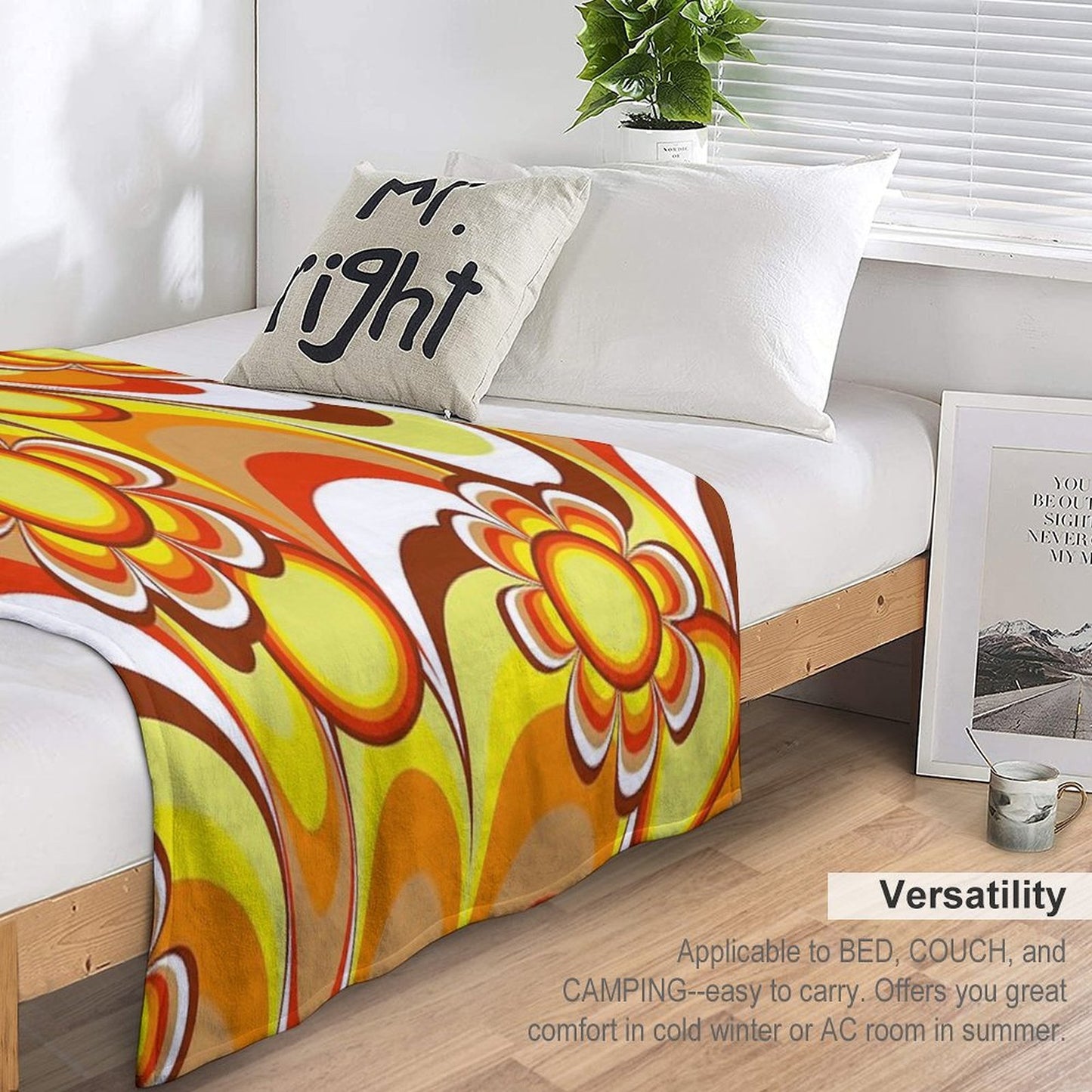 Groovy 60s Psychedelic Flower Throw Blanket