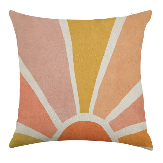 Sun, Abstract, Mid Century Modern Kids Wall Art, Nursery Room Linen Throw Pillow Cover