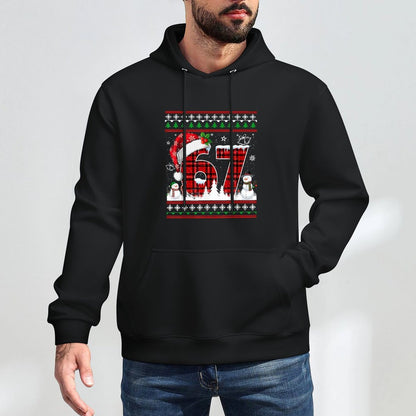 Funny 67 Six Seven Meme Ugly Sweater Christmas Pajamas Breathable Fabric Hoodie