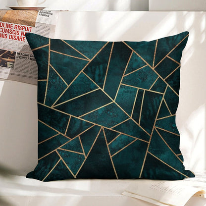 Deep Teal Stone Linen Throw Pillow Cover