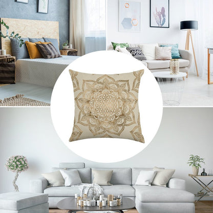Flower of Life in Lotus - Pastel Golds And Canvas Linen Throw Pillow Cover