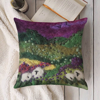 Print ONLY - North York Moors Felted Textile Art Linen Throw Pillow Cover
