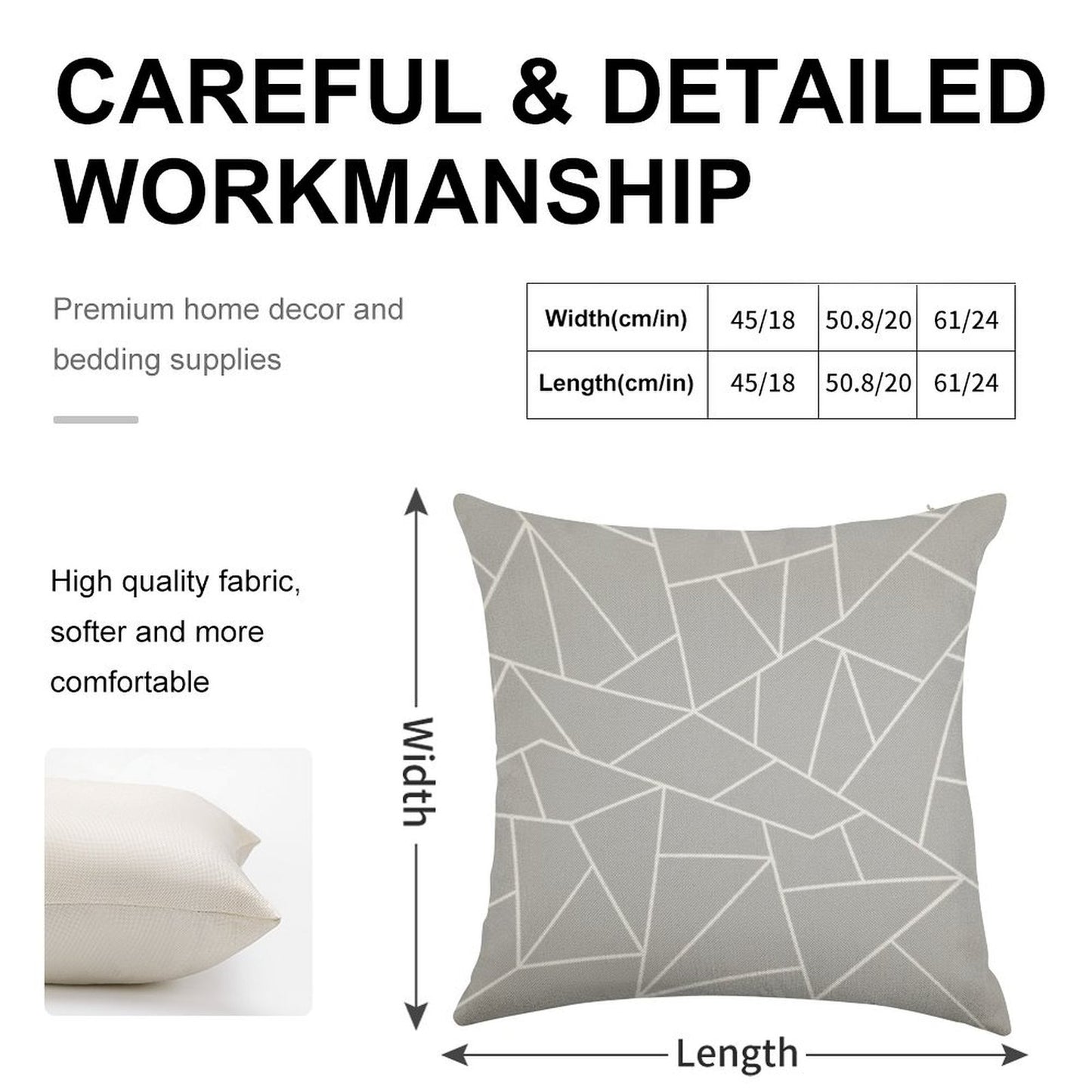White Mosaic Lines On Silver Gray Linen Throw Pillow Cover