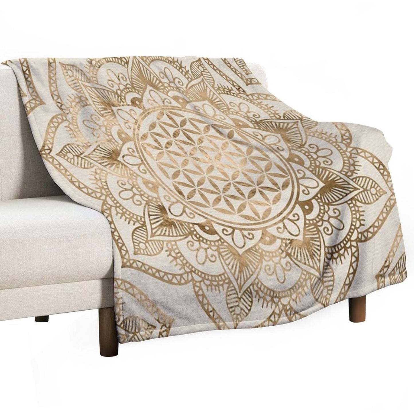 Flower of Life in Lotus - Pastel Golds And Canvas Throw Blanket