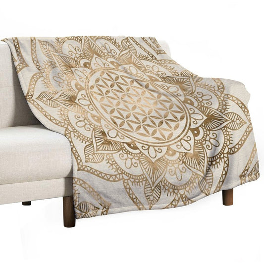 Flower of Life in Lotus - Pastel Golds And Canvas Throw Blanket