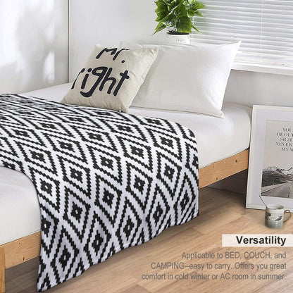 Aztec - Black on White Throw Blanket