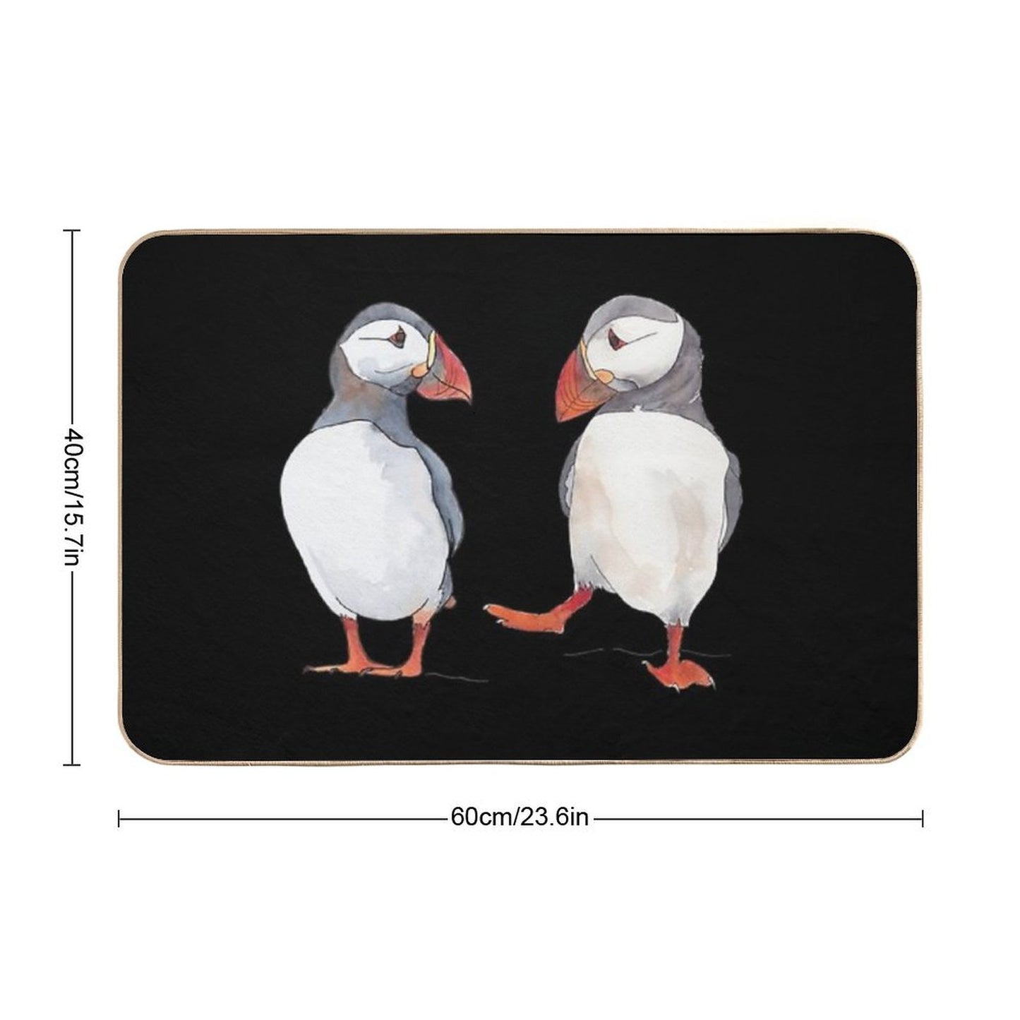 Puffin Friends Dancing - Illustration Bath Mat