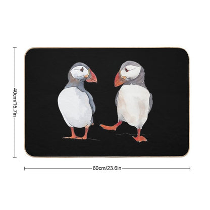 Puffin Friends Dancing - Illustration Bath Mat