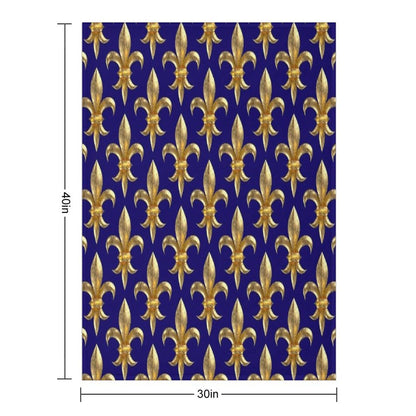 Fleur De Lys  Fleur De Lis 3D Gold Look Pattern, Large Corroded Throw Blanket