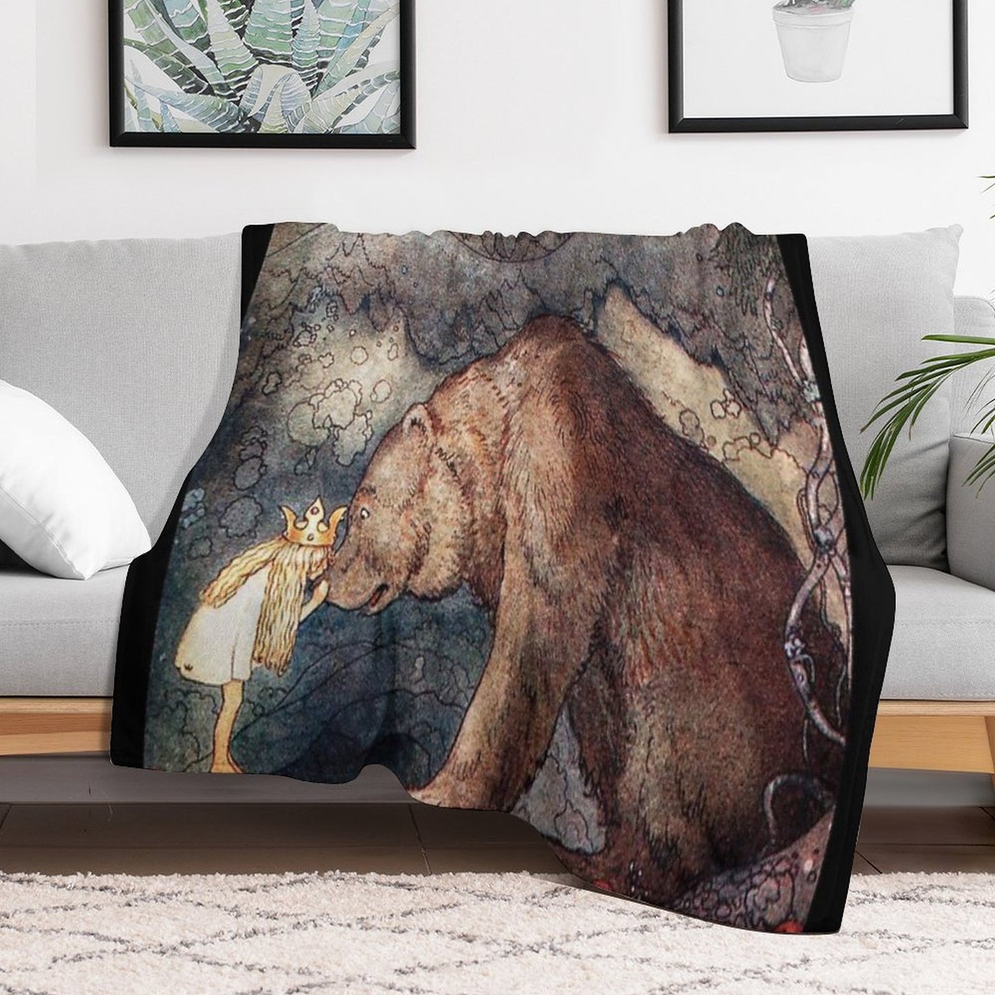 John Bauer Poor Little Bear-artist John Bauer Throw Blanket