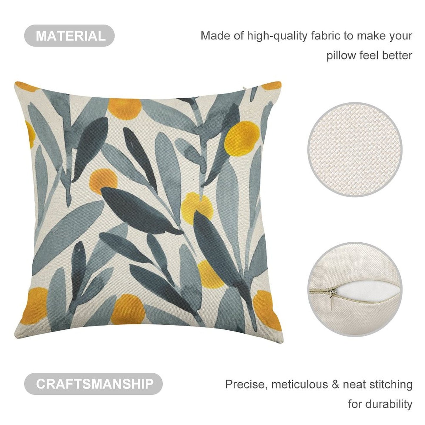 Indigo Mustard Linen Throw Pillow Cover